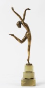 JOSEF LORENZL (1892-1950), dancer series, rare miniature bronze female statue on green onyx base, circa 1925, signed "Lorenzl, Made in Austria", 24cm high - 2