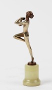 JOSEF LORENZL (1892-1950), dancer series, rare miniature bronze female statue on green onyx base, circa 1925, signed "Lorenzl, Made in Austria", 15cm high - 2