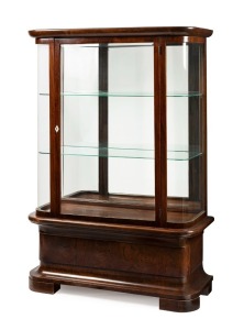 An Austrian Art Deco display cabinet, stained birch and glass, circa 1930, 169cm high, 120cm wide, 46cm deep