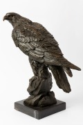 A Bronze eagle statue on black marble base, late 20th century, 50cm high - 2