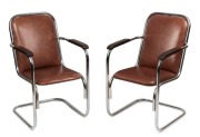 MARCEL BREUER&nbsp;style chrome and leather armchairs, ​​​​​​​89cm high, 55cm across the arms