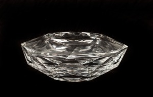 BACCARAT French crystal faceted vase, acid etched factory mark to base, 11cm high, 27cm wide