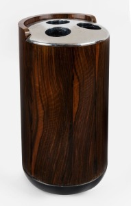 An Art Deco style umbrella stand, macassar ebony with chrome finish plastic insert top, late 20th century, 45cm high