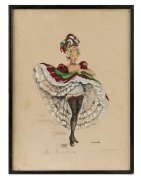 JANICOTTE, Paris French Cancan, two watercolours, signed and titled in the lower margins, 38 x 27cm each - 2