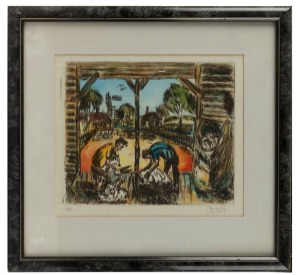 KEVIN CHARLES (PRO) HART (1928 - 2006), (The Shearers), artist proof lithograph, signed in pencil lower right, 24 x 28cm