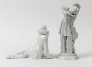 ROSENTHAL two white porcelain Pierrot statues (one reclining), the larger 27cm high - 2