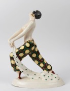 A Czechoslovakian Art Deco porcelain statue of an exotic dancer in gaily coloured pantaloons, circular factory mark to base "Made in&nbsp;Czechoslovakia", 47cm high - 2