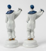 ROSENTHAL German Art Deco pair of porcelain statues of accordion players, green factory marks to bases, signed&nbsp;"A. Cousmann", 19cm high - 2