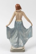 Czechoslovakian&nbsp;porcelain statue of a lady in a blue dress, circular factory mark to base "Made in&nbsp;Czechoslovakia", 30cm high - 2