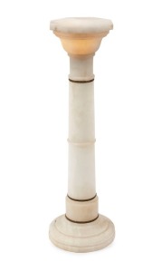 An antique alabaster pedestal with octagonal top, late 19th century, 89cm high, 23cm wide, 23cm deep