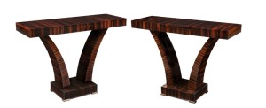 A pair of Art Deco style macassar ebony console tables, late 20th century, 87cm high, 120cm wide, 40cm deep