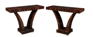 A pair of Art Deco style macassar ebony console tables, late 20th century, 87cm high, 120cm wide, 40cm deep