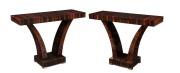 A pair of Art Deco style macassar ebony&nbsp;console tables, late 20th century, 87cm high, 120cm wide, 40cm deep