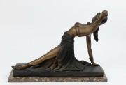 (After) DIMITRI CHIPARUS reclining exotic dancer, cast in bronze on marble plinth, ​​​​​​​43cm high, 62cm wide - 2