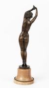 JOSEF LORENZL (Austria, 1892-1950), Art Deco bronze statue of a standing female nude on marble base, ​​​​​​​signed "Lorenzl", 55cm high overall - 2