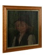 An antique lenticular print in original birdseye maple frame,19th century, 60 x 58cm overall - 2