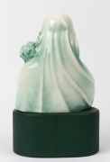 GOLDSCHEIDER Austrian porcelain statue of The Virgin Mother and Child, circa 1930s,&nbsp; black factory mark "Goldscheider, Wien, Made in Austria", with artist's signature on reverse, accompanied by bespoke green leather plinth, 25cm high, 35cm overall - 2