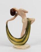 HERTWIG&nbsp;German Art Deco porcelain statue of a naked lady with green shawl, circa 1930s, green factory mark to base, 29cm high - 2
