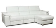 NATUZZI&nbsp;Italian white leather settee with return and adjustable headrests, 87cm high, 278cm across the arms, 170cm deep with return