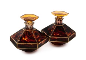 MOSER pair of Bohemian glass scent bottles, early 20th century, 7cm high, 7cm wide