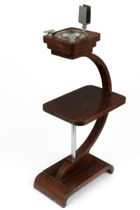 An Art Deco walnut veneer smokers stand, circa 1930, 75cm high