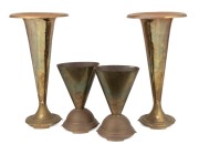 Two pairs of brass uplights, 20th century, the larger 59cm high