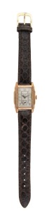 MAXIMUS 9ct gold cased Art Deco gent's wristwatch with manual movement, Arabic numerals and subsidiary dial, 2.7cm wide including crown