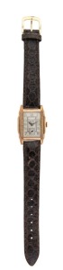 MAXIMUS 9ct gold cased Art Deco gent's wristwatch with manual movement, Arabic numerals and subsidiary dial, 2.7cm wide including crown