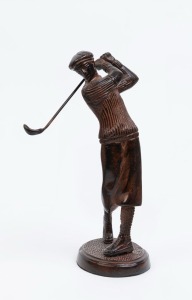 A bronze statue in of a golfer, late 20th century, 23cm high
