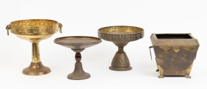Metal ware jardiniere and three compotes, early 20th century, 28cm high