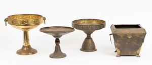 Metal ware jardiniere and three compotes, early 20th century, ​​​​​​​28cm high