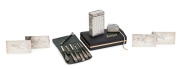 Park Lane boxed smoking set, bracelet, silver handled sewing implements, four silver finished buckles and an ivoreen jewellery box, - 2
