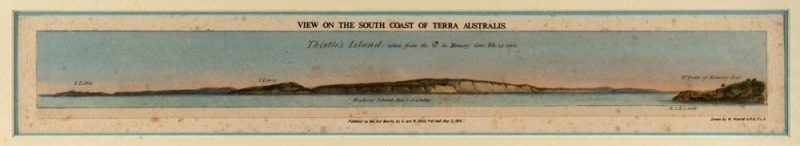 WILLIAM WESTALL (1781 - 1850), Views on the South Coast of Terra Australis, being two views (Thistle's Island and Cape Wiles), from a British Admiralty Special Map, Published as the Act directs by Capt. Hurd, R.N. Hydrographer to the Admiralty, May 2nd 18