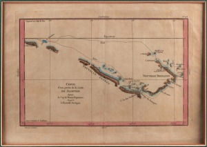 E. DUSSY , 'Carte d'une Partie de la Carte de Dampier depuis le Cap de Bonne Esperance jusqu'a la Nouvelle Bretagne', copper engraving, hand-coloured, 1787, from Philippe de Pretot's 'Atlas Universelle', 18.5 x 28cm (plate).