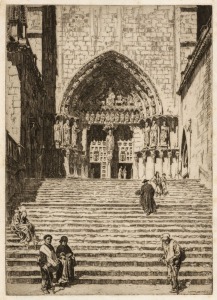 LIONEL ARTHUR LINDSAY (1874 - 1961), The Great Door, Burgos, drypoint etching, circa 1931, signed in the plate, titled and endorsed in the lower margin "Printed by Lionel Lindsay" and "Trial of 2nd State, as published", 30 x 21.5cm image.