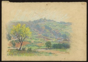 CHARLES ARTHUR WHEELER (1880 - 1977), Untitled (Italian landscape), pastels on paper, circa 1930s, signed lower left with studio signature stamp, 25 x 36.5cm.