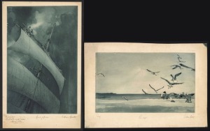 WILLIAM HUNTER (c.1900 - 1963), Wings, and  Holdfast, aquatints, circa 1940s, both marked "Proof", titled and signed by the artist in the lower margins, 18 x 29cm and 29 x 18cm. (images), (2 items).