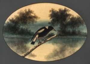 HAROLD HEPBURN CALVERT (1906 - 1963), Magpie,  watercolour, signed lower right "H H Calvert",  40cm x 59cm, 67cm x 85cm overall