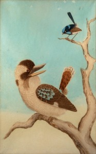 C.A.WRIGHT , Kookaburra And Fairy Wren,  watercolour, signed lower right "C.A.Wright, 1920", 51cm x 31cm, 75cm x 58cm overall