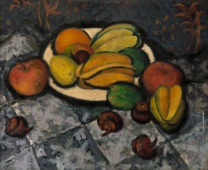 ARTIST UNKNOWN (Bell School), (still life with fruit), oil on board, 46 x 57cm, 62 x 72cm overall