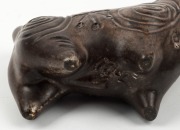 McLAREN brown glazed pottery bull statue, incised "McL", 10cm high, 14cm long - 3