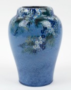 NEWTONE POTTERY blue floral pottery vase painted by DAISY MERTON, stamped "Newtone Pottery, Sydney, Hand Painted", 22cm high - 2