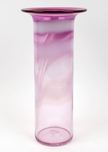 RICHARD MORRELL Australian cylindrical art glass vase with flared rim, signed "Morrell", ​​​​​​​37cm high