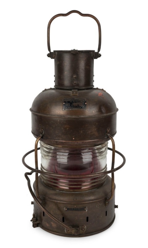 A copper and brass ship's lantern, early 20th century, ​​​​​​​60cm high