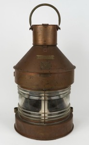 A copper and brass ship's masthead lantern, 65cm high