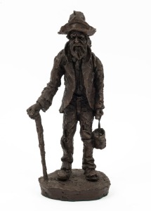 PETER SEDCOLE (? - 2003), Swagman, cast resin with bronzed finish, signed "Peter Sedcole", ​​​​​​​29.5cm high