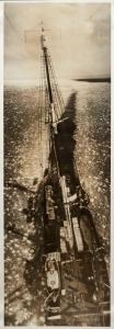 THE B.A.N.Z. ANTARCTIC EXPEDITION: Official original photograph by Captain Frank Hurley: Image A48 - Title: "TRAILING SOUTH", with official "MAWSON ANTARCTIC EXPEDITION" handstamp and release date "TUESDAY APR 29, 1930" verso, together with the official l