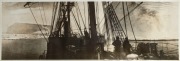 THE B.A.N.Z. ANTARCTIC EXPEDITION: Official original photograph by Captain Frank Hurley: Image A55 - Title: "And ice, mast high, came floating by as green as emerald", with official "MAWSON ANTARCTIC EXPEDITION" handstamp and release date "TUESDAY MAY 6,