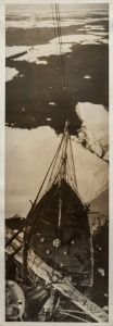 THE B.A.N.Z. ANTARCTIC EXPEDITION: Official original photograph by Captain Frank Hurley: Image A56 - Title: "Heading South through stubborn icefields", with official "MAWSON ANTARCTIC EXPEDITION" handstamp and release date "TUESDAY MAY 6, 1930" verso, tog