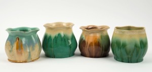 REMUED four assorted pottery vases with frilled rims, the largest 11cm high